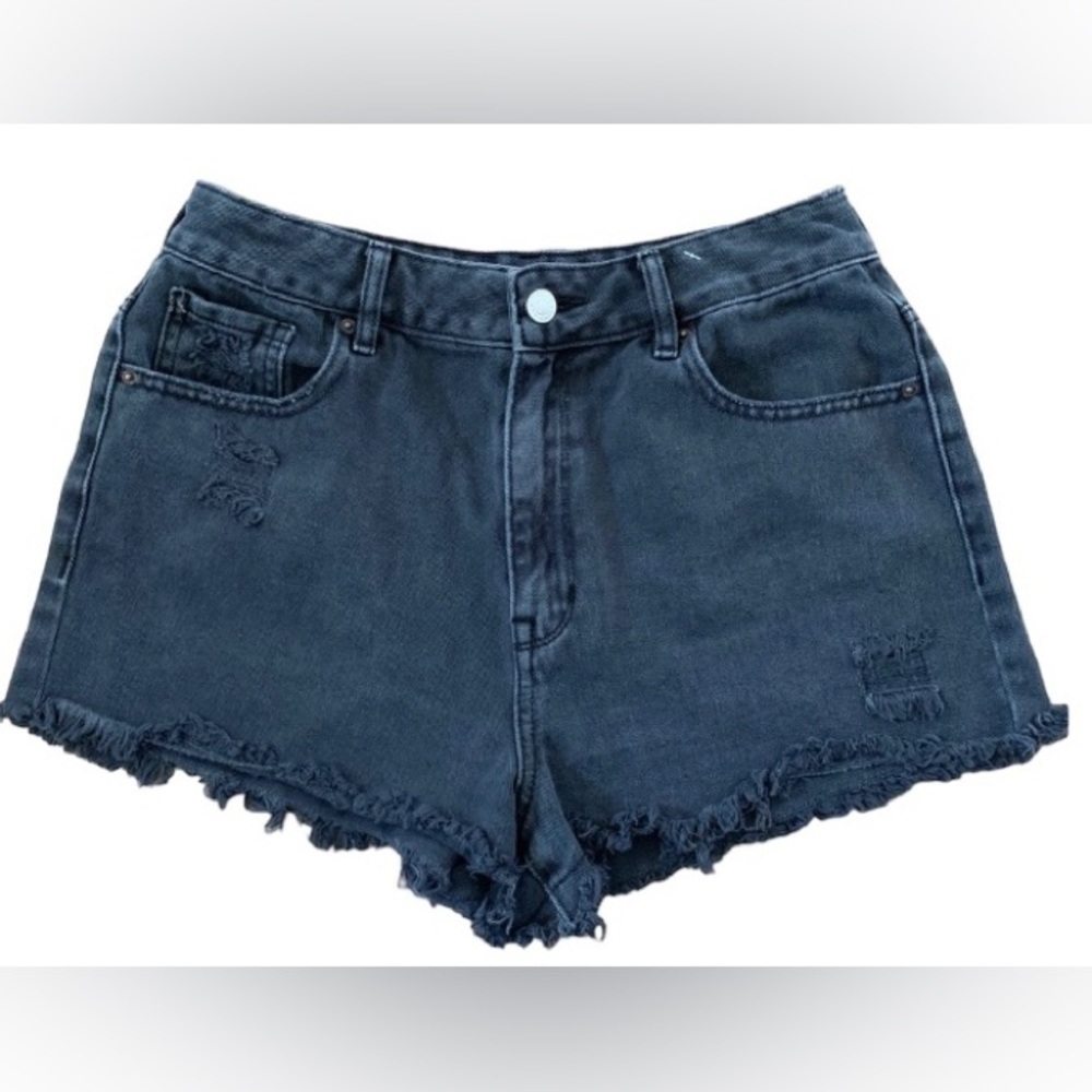PacSun Distressed Black Raw Hem Shorts Size 28